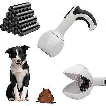 SCSYV Pet Pooper Scooper with 150 Waste Bags for Large Small Dogs and Cats with Built-in Poop Bag Dispenser, Easy to Use for Grass, Dirt, Gravel Pick 