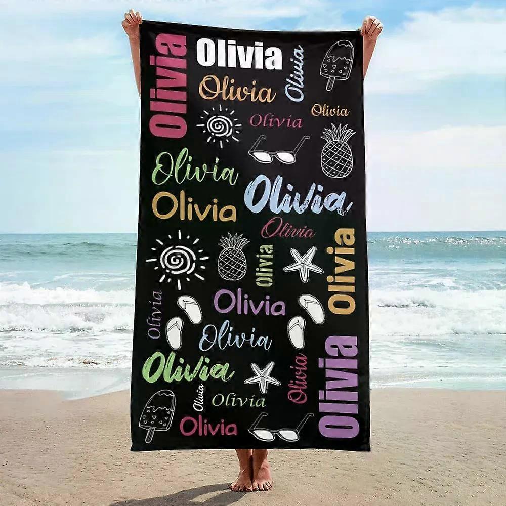 Multi Color Font Design Beach Towel Personalized Name Bath Towel Custom Pool Towel Beach Towel With Name Outside Birthday