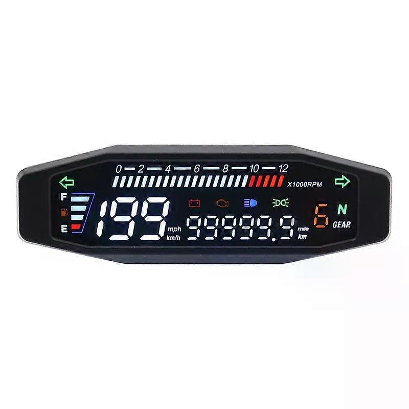 con Universal Motorcycle Speedometer Upgraded Waterproof 12000 RPM Digital Motorcycle Tachometer With Turn Signal Light Indicator