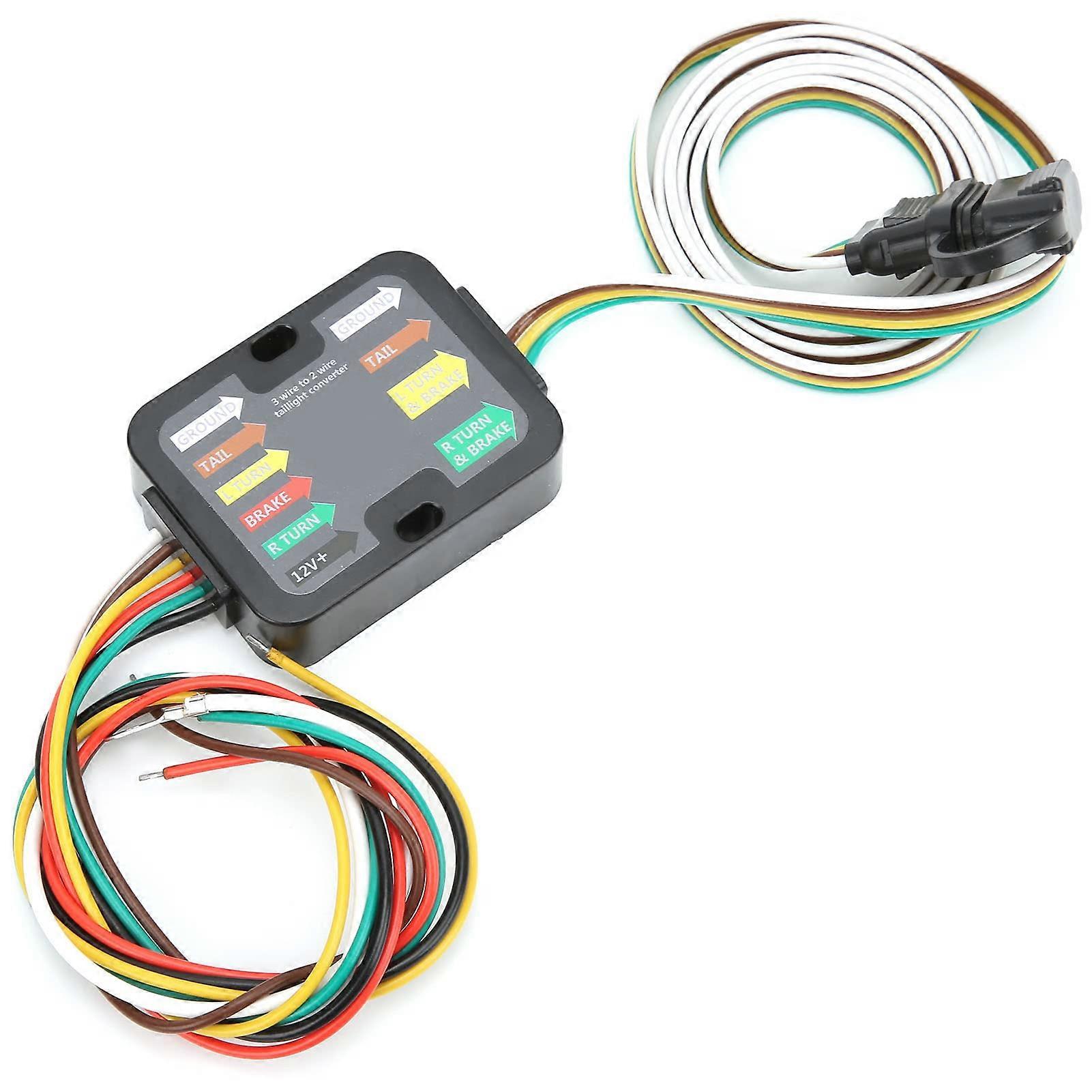 Trailer Wiring Converter Powered 2 Wire Tail Light Converter LED Compatible for RV Hitch, 60in Wiring