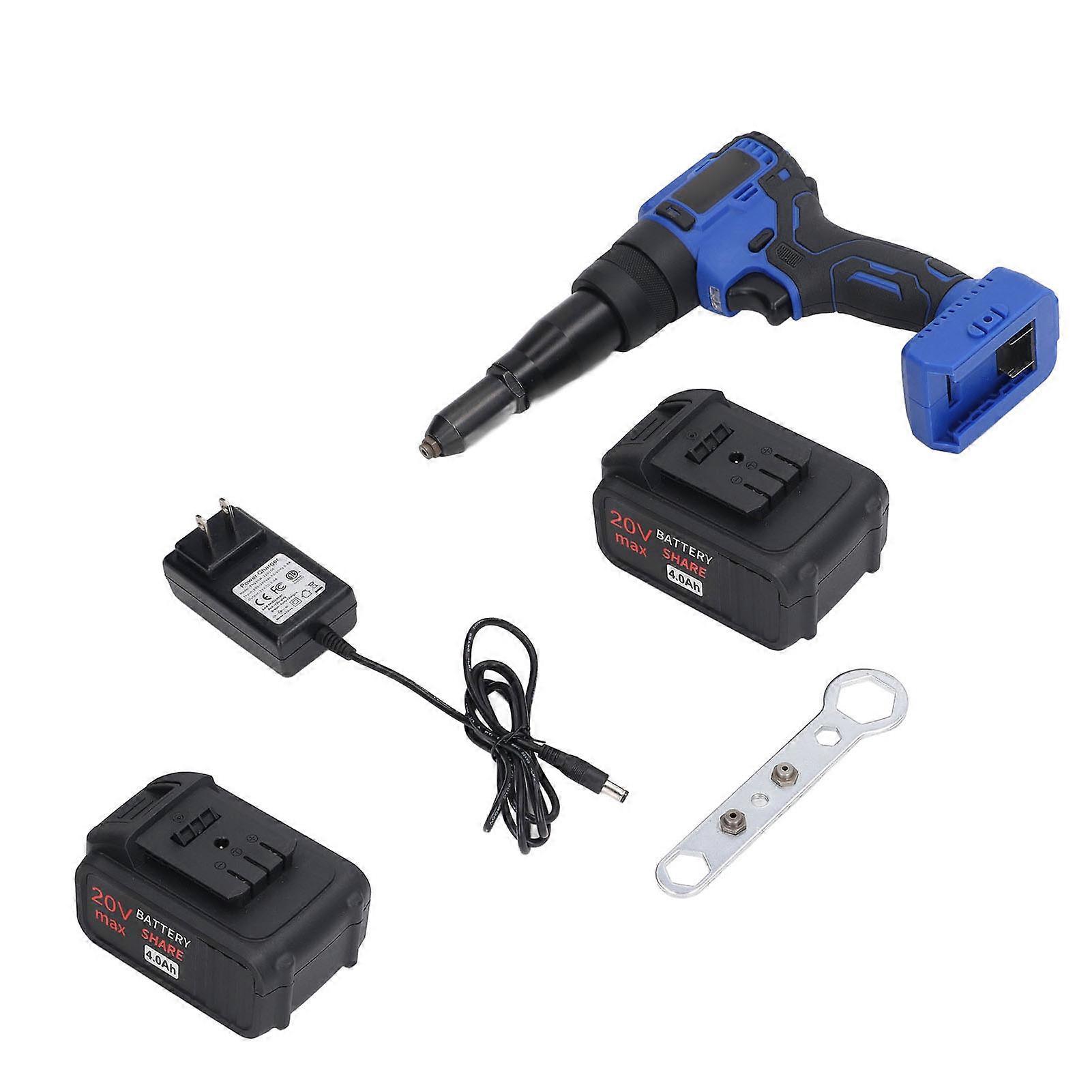 Brushless Rivet Gun Automatic LED Light Handheld Electric Riveter with 4000mAh Battery 100‑240VAC