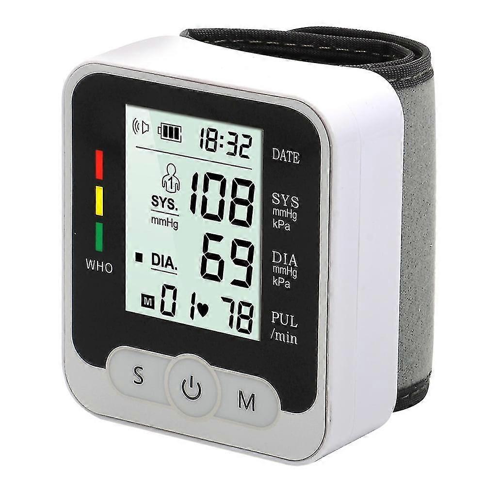 Digital Wrist Blood Pressure Monitor Adjustable Wrist Cuff 5.31-7.68 Inch Large Display 99x2 Reading Memory