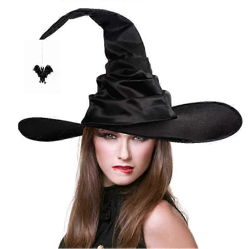 Großer Hexenhut für Zauberer Hut für Erwachsene, Kostümzubehör für Halloween Partys Frauen, Halloween Hexenhut, groß gerafft