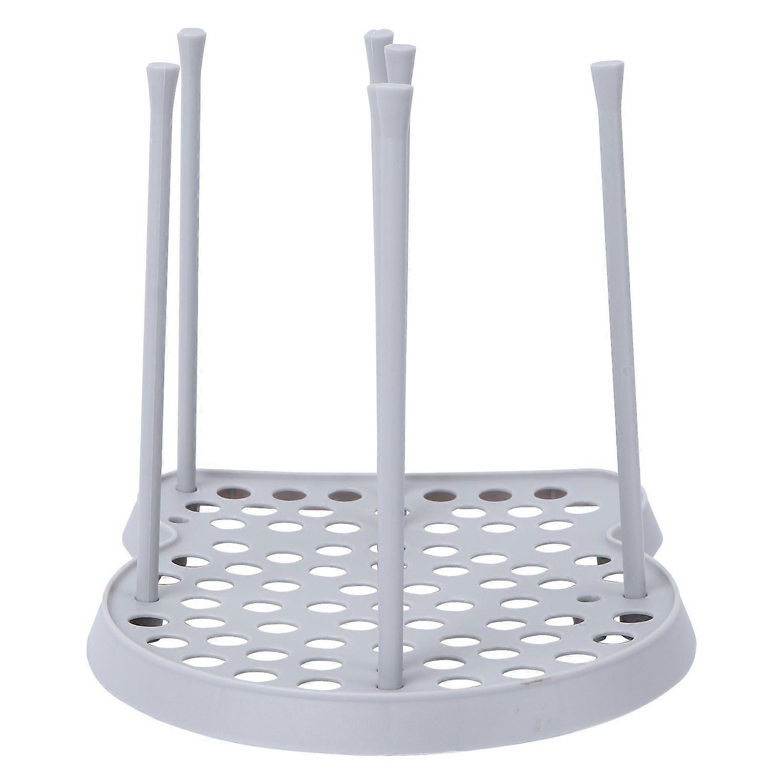 Cup Bowl Dish Drainer Holder Organizer Dish Drying Rack Plastic Kitchen Plate Grids Drainer Colanders Storage Frame (Grey)