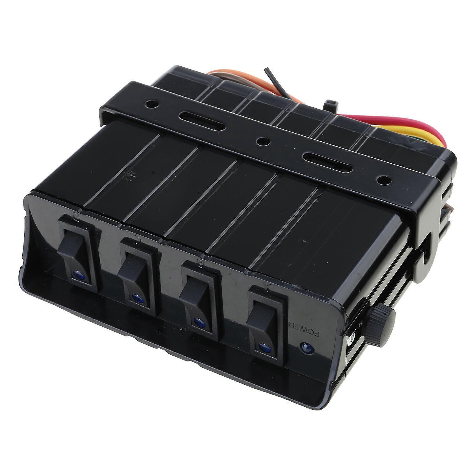 Auto 4 Gang Rock Switches Panel with LED Back Light Plastic Toggles Switches Box Simple Operate Switchs for Car Boats 