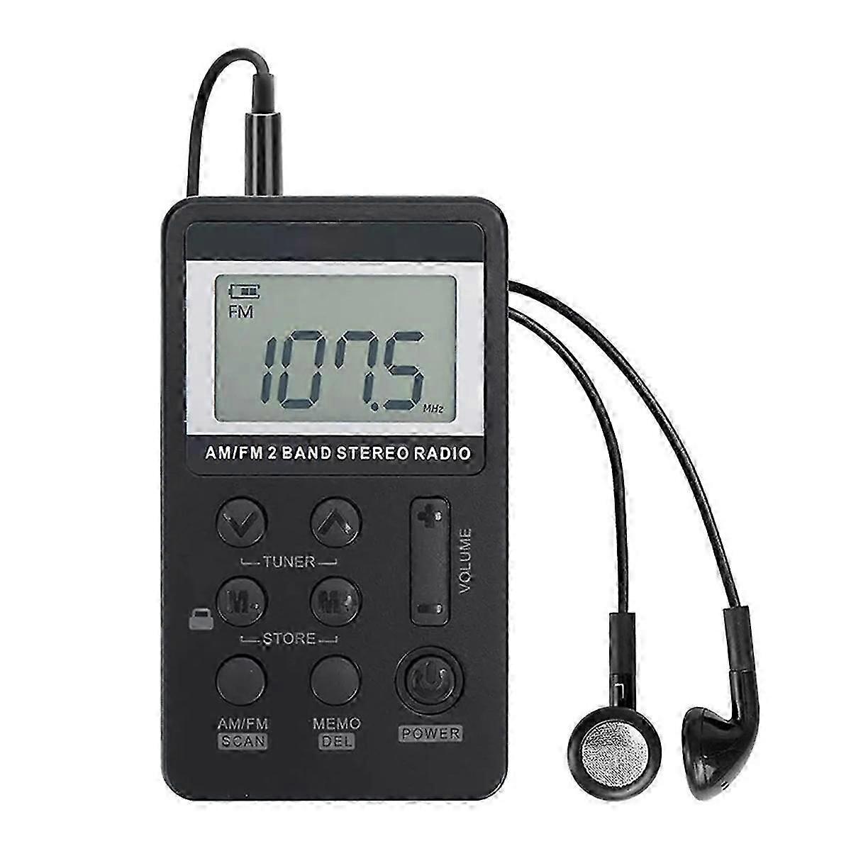 Portable Radio FM/AM Dual Band Stereo Digital Portable Mini Radio Receiver with LCD Display Recharge