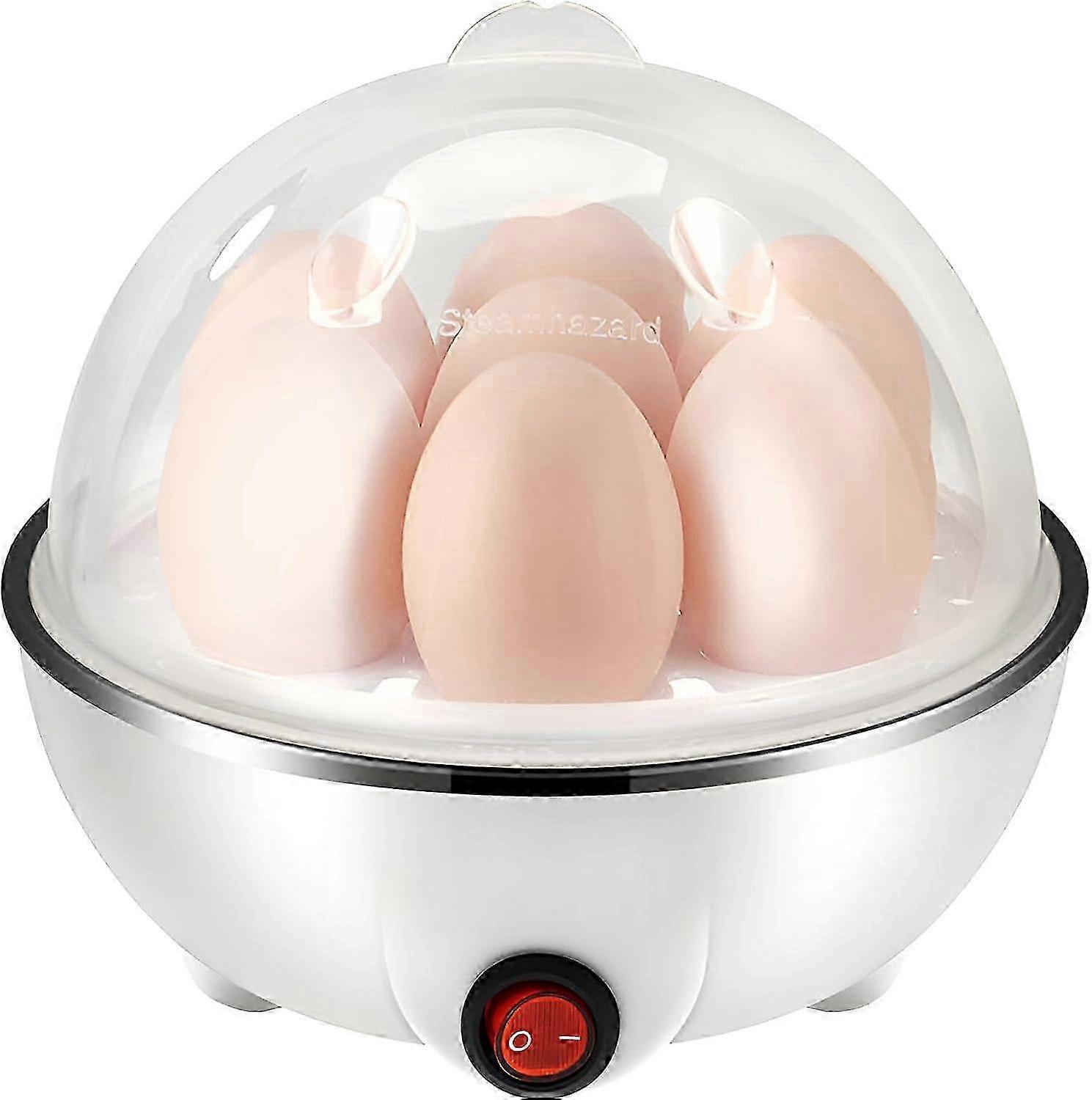 7-i-1 elektrisk äggkokare med automatisk avstängning, kokar, pocherar och äggröra (vit)