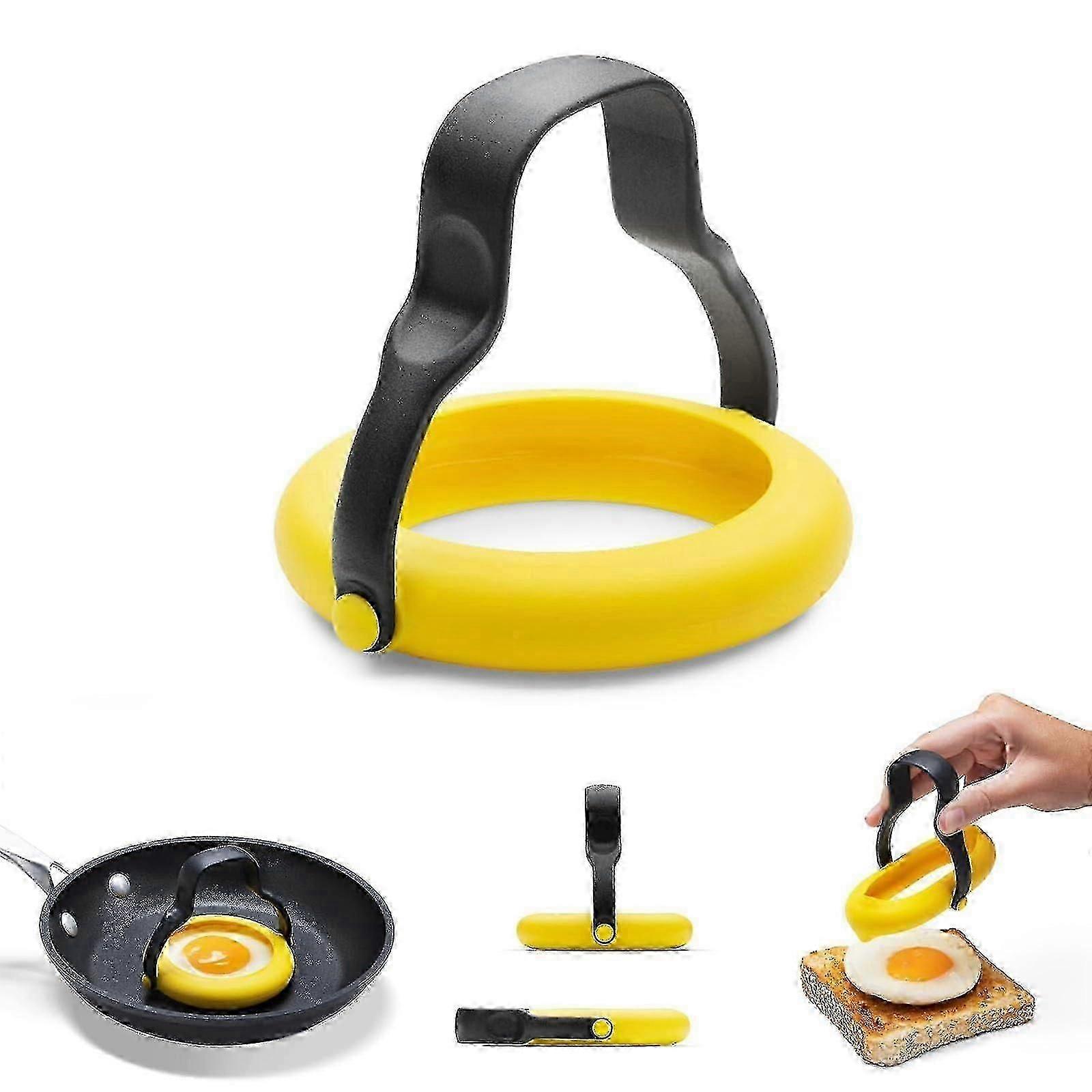 1pc Silicone Egg Ring | Fried Egg Mold | Egg Ring 3-in-1 Flips, Lifts, Serves | 360 Egg Flipper | Easy To Make Egg Ring For Breakfast -a