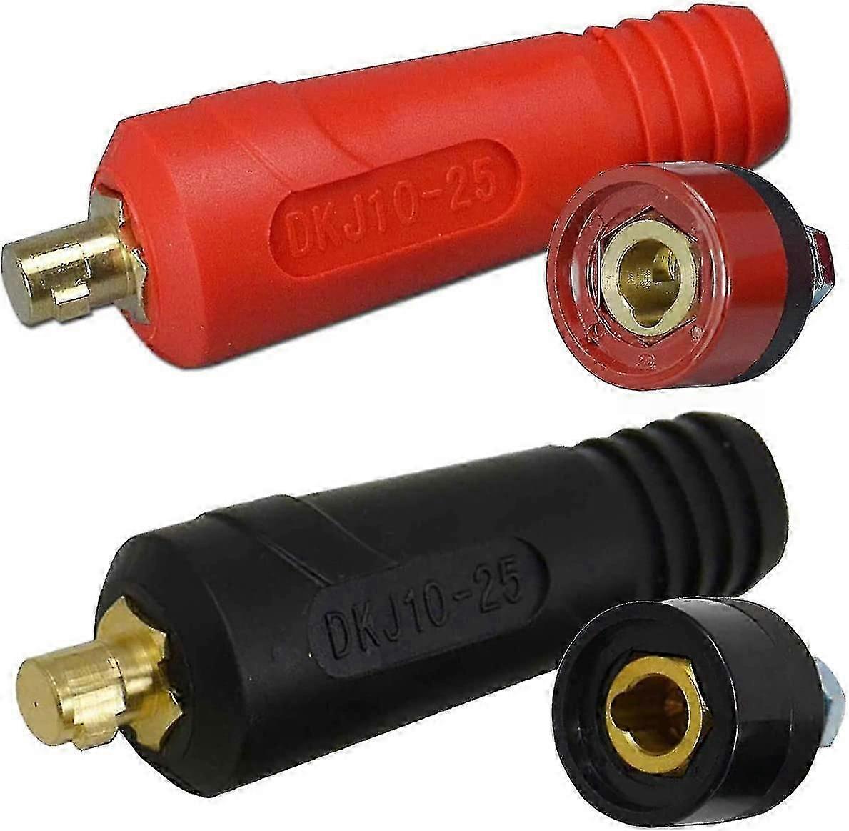 For Tig Welding Cable Panel Connector Socket Set Plug And Socket Dkj10-25 Quick Fitting 2pairs (black & Red)