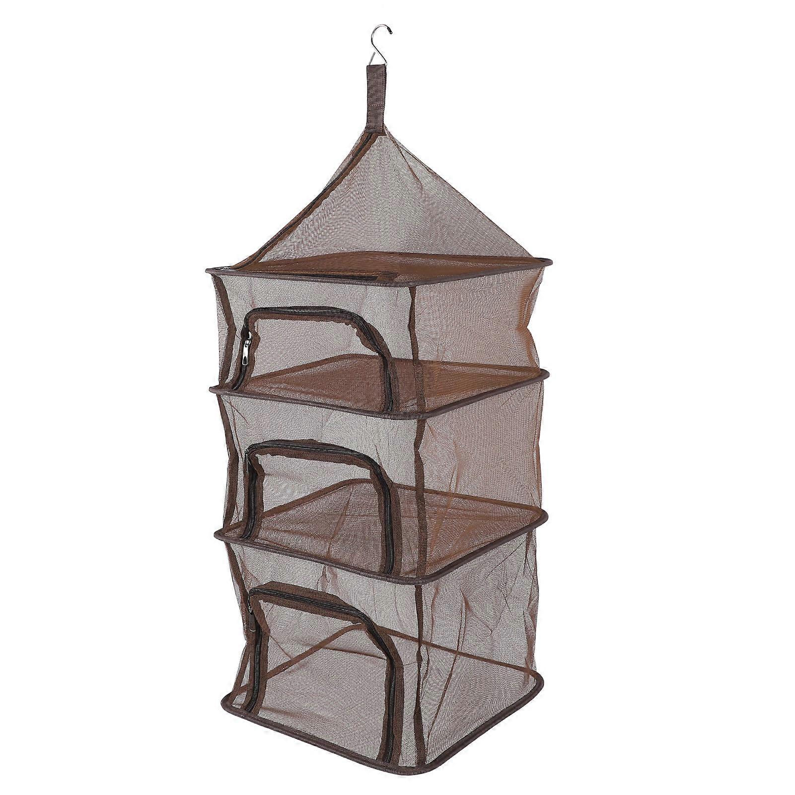 Hanging Drying Net Foldable 4 Layer Portable Multifunction Mesh Drying Rack for Fish Vegetable Tableware Fruit Coffee 