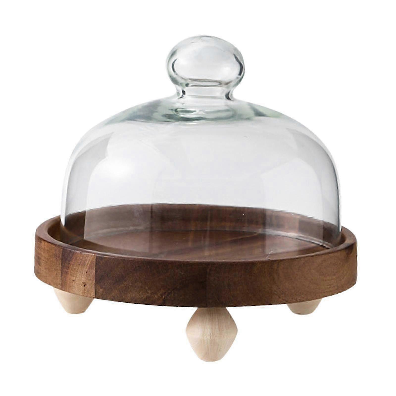 Wooden Dessert Display Stand with Glass Cover for Cookies and Treats Ideal for Home Use, Weddings and Parties