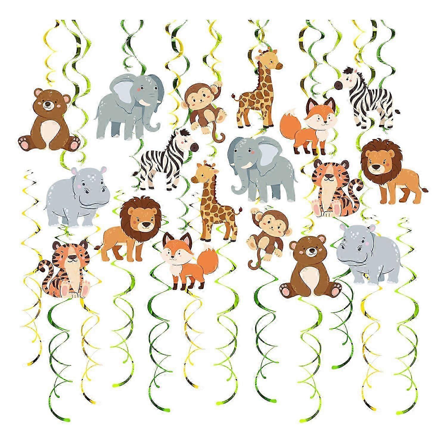 Cartoon Animal Hanging Decoration Vibrant Color Foil Ceiling Hanging Swirls Streams Party Banner