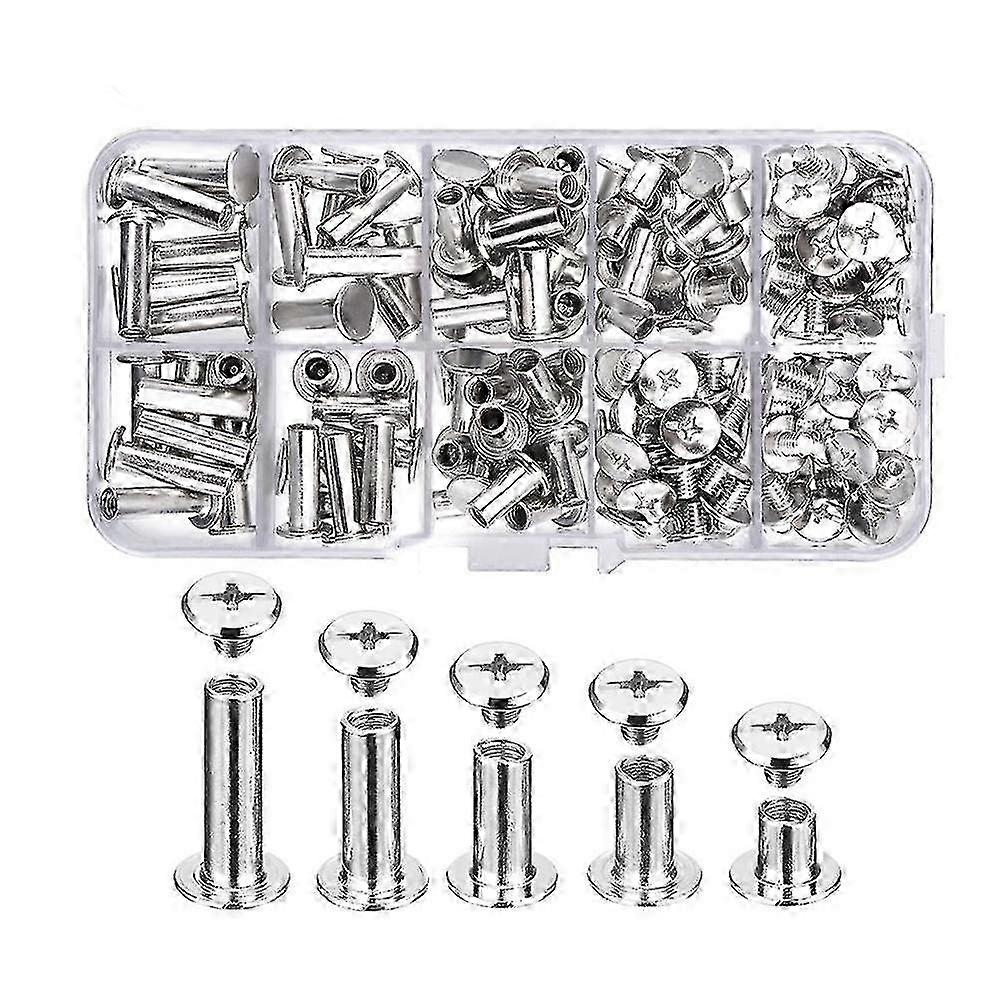 80 Sets Binding Screws in 5 Sizes for Leathercraft and Bookbinding