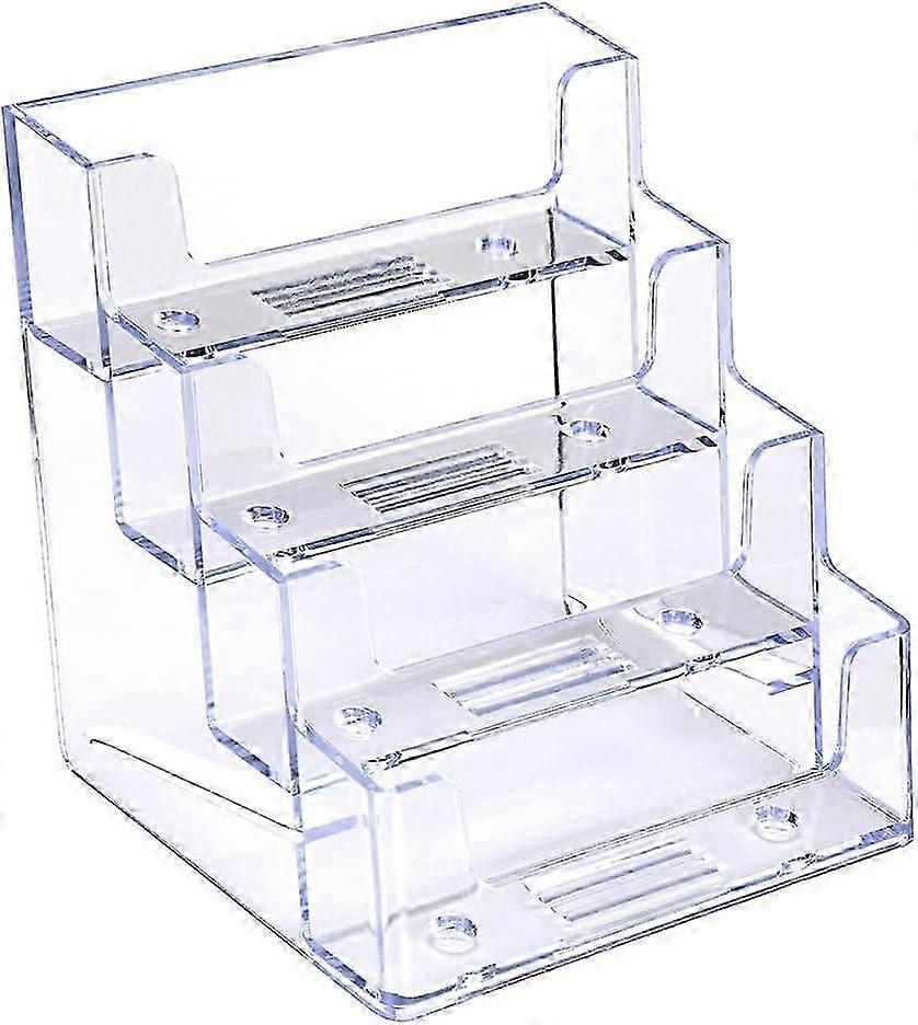 Clear Acrylic Business Card Holders - 4 Pocket Desktop Stands for Countertops