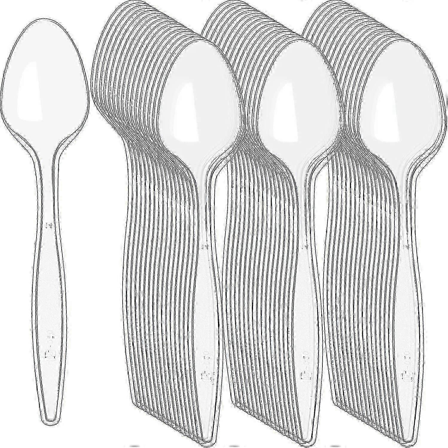 500 cuillères en plastique transparent à usage intensif - Couverts jetables