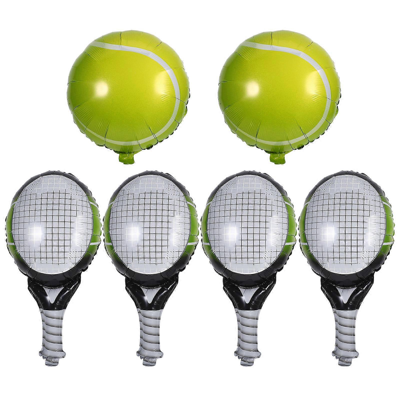 Sporty Tennis Foil Balloons for Party Decor – Leak Resistant, Pre Punched for Hanging, Includes Rackets and Balls, Indoor Outdoor Use