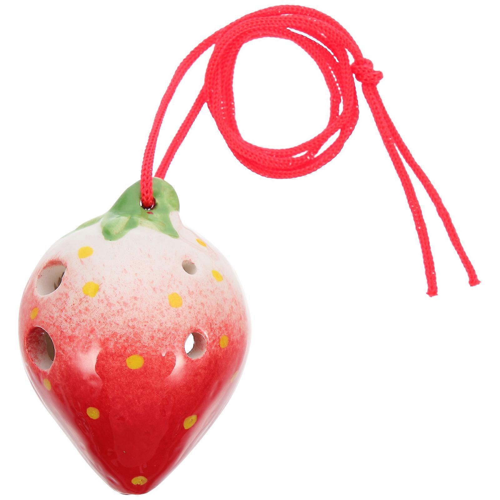 Beginner Ocarina Ceramic Strawberry Shaped Wind Instrument for Kids present Giving 7.5x5.6cm 1Set