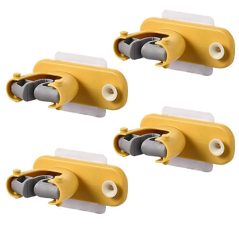 4pcs Punch Wall Mounted Mop Holder Broom Hook Organizer Storage Rack for Bathroom Kitchen Garage Cleaning Tools