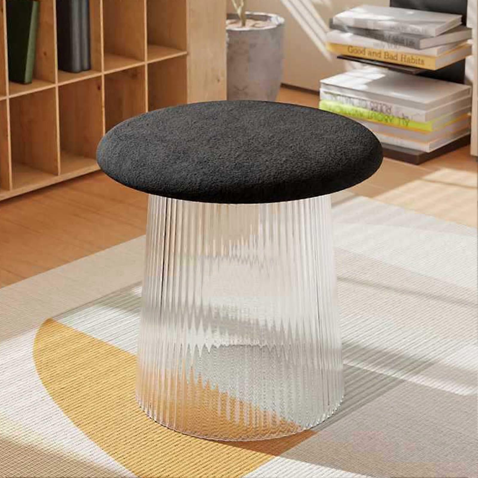 Transparent Acrylic Stool Modern Home Decoration Living Room Highly Elastic Soft Seat for Sofa Coffee Table Stool, Black Ref: 2601