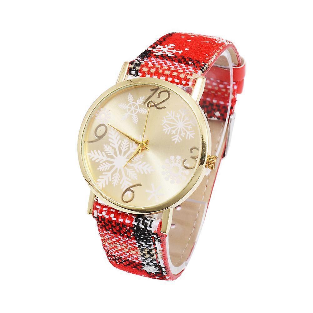 Women's Watches Elegant Quartz Watch With Leather Belt Christmas Elements Design For Daily Use 1Pack