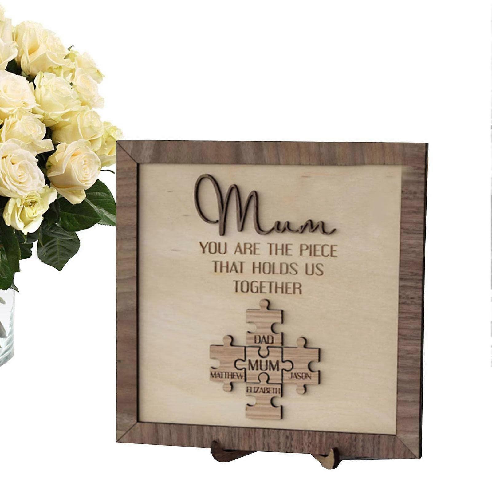 Mother's Day Frame Wooden Desktop Ornaments with Engraved Words