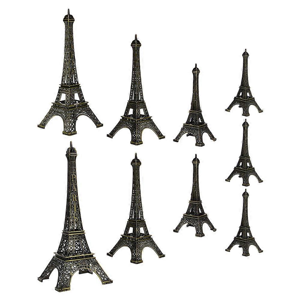Tower Collectible Statue Eiffel Tower Miniature Olive Green Home Decor Iron Eiffel Tower Model 9Pcs