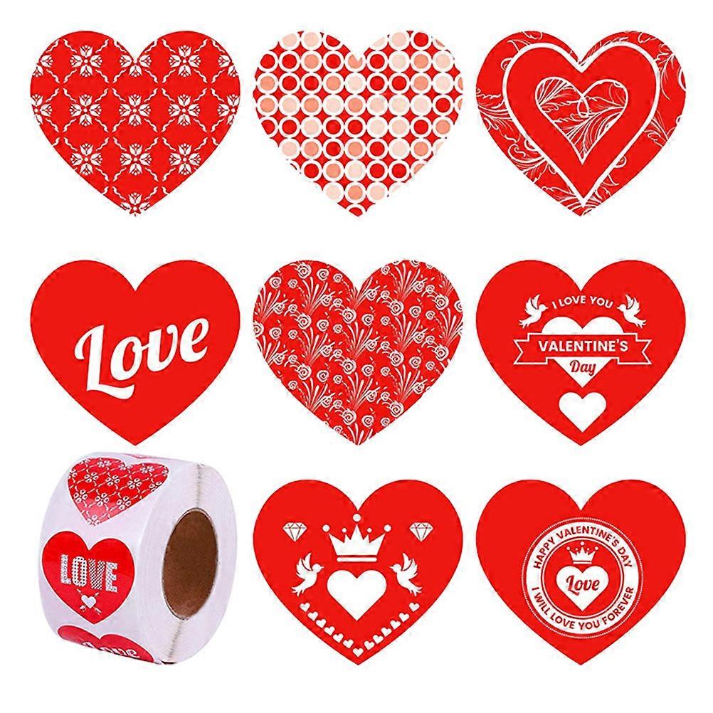 Valentine's Day Adhesive Stickers for Decoration Assorted Color Heart Shape Gift Decals 1 Roll