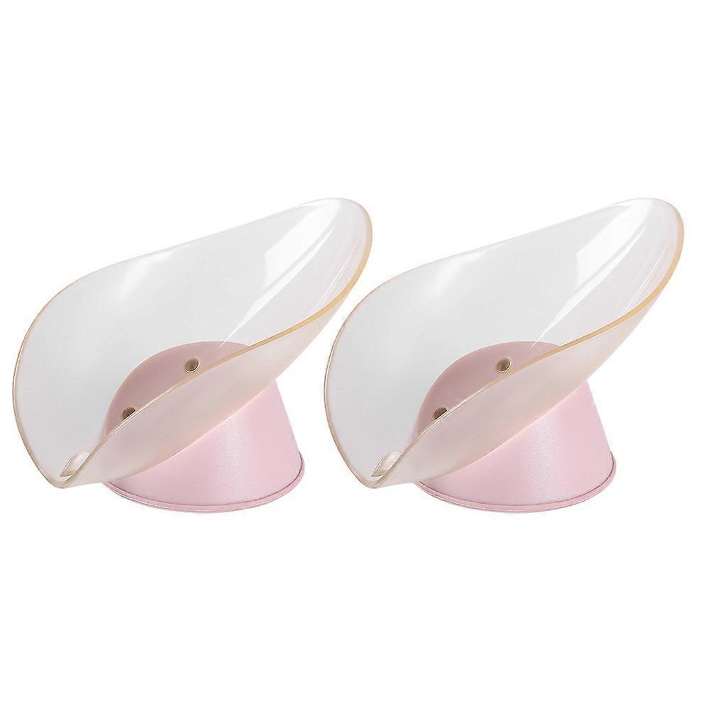 Leaf Shape Soap Box Punch-Free Storage Use 2Pcs Plastic Soap Holders