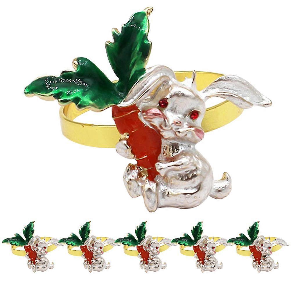 ウサギの形をしたナプキンリングエレガントなモデリングイースターディナー春の宴会6個