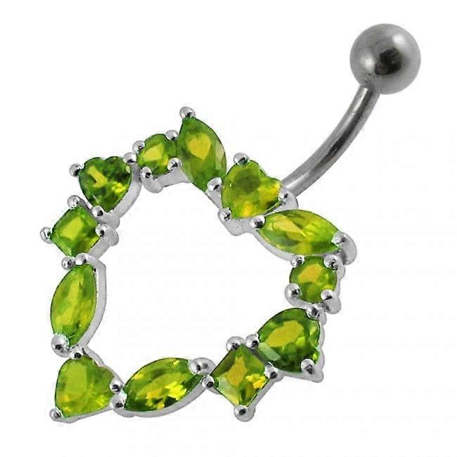 Selective Jewelled Heart Banana Bar Belly Ring