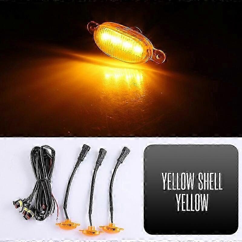 Car Led Grill Light Universal 12v Front Amber Grille Lighting Front Grille Lighting Pickup Off Road Warning Fog Lamp Smoked Lens Motor Vehicle Lightin