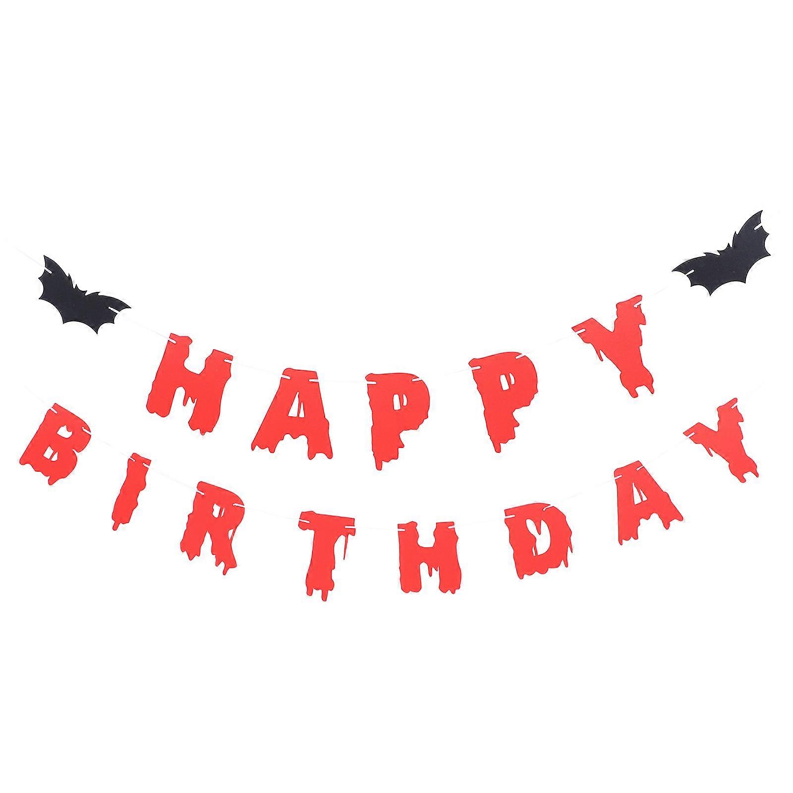 Halloween Birthday Flag Banner for Decoration Made of Paper Red Color Adds Joy to Any Party 1 Set