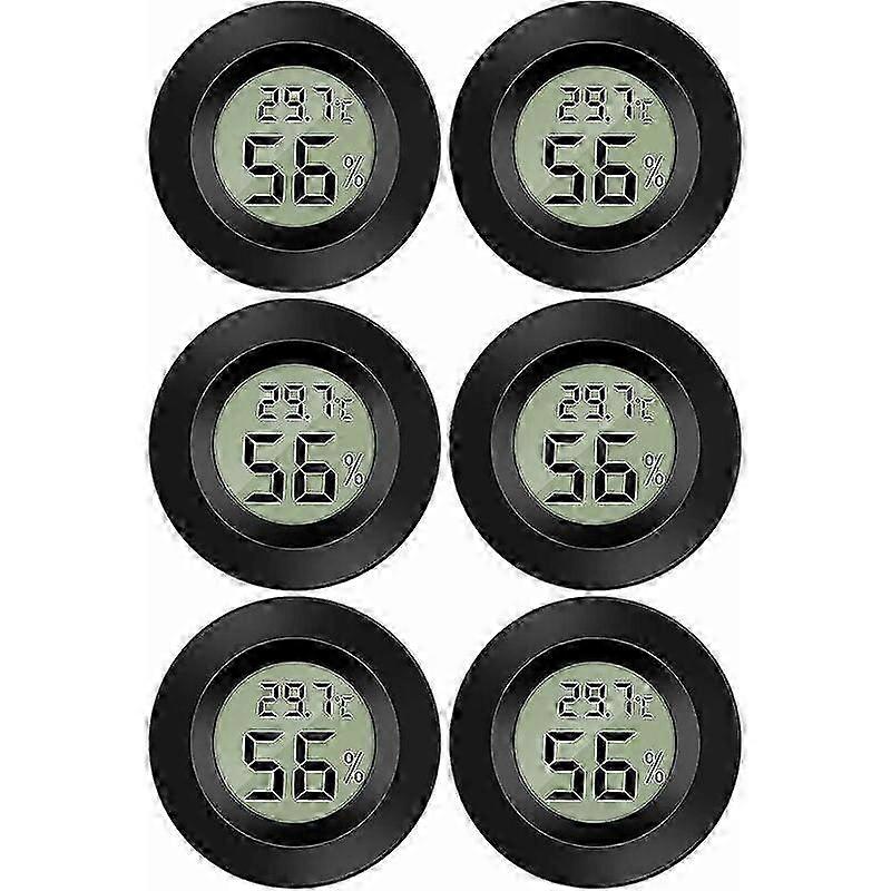 Mini Digital LCD Thermometer Hygrometer (6-Pack Type B) for Office Kitchen and More