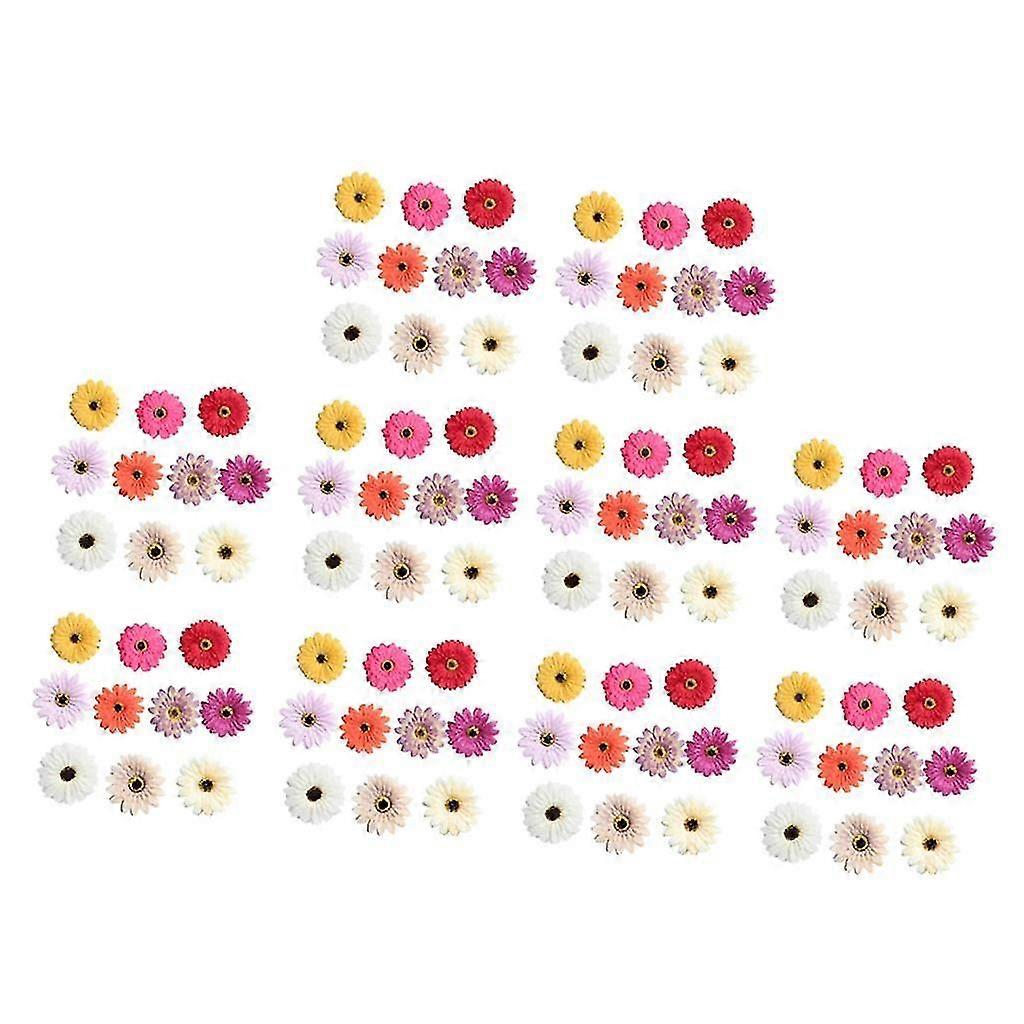 100 Pieces Artificial Gerbera Daisy Flowers Heads for DIY Craft Mixed