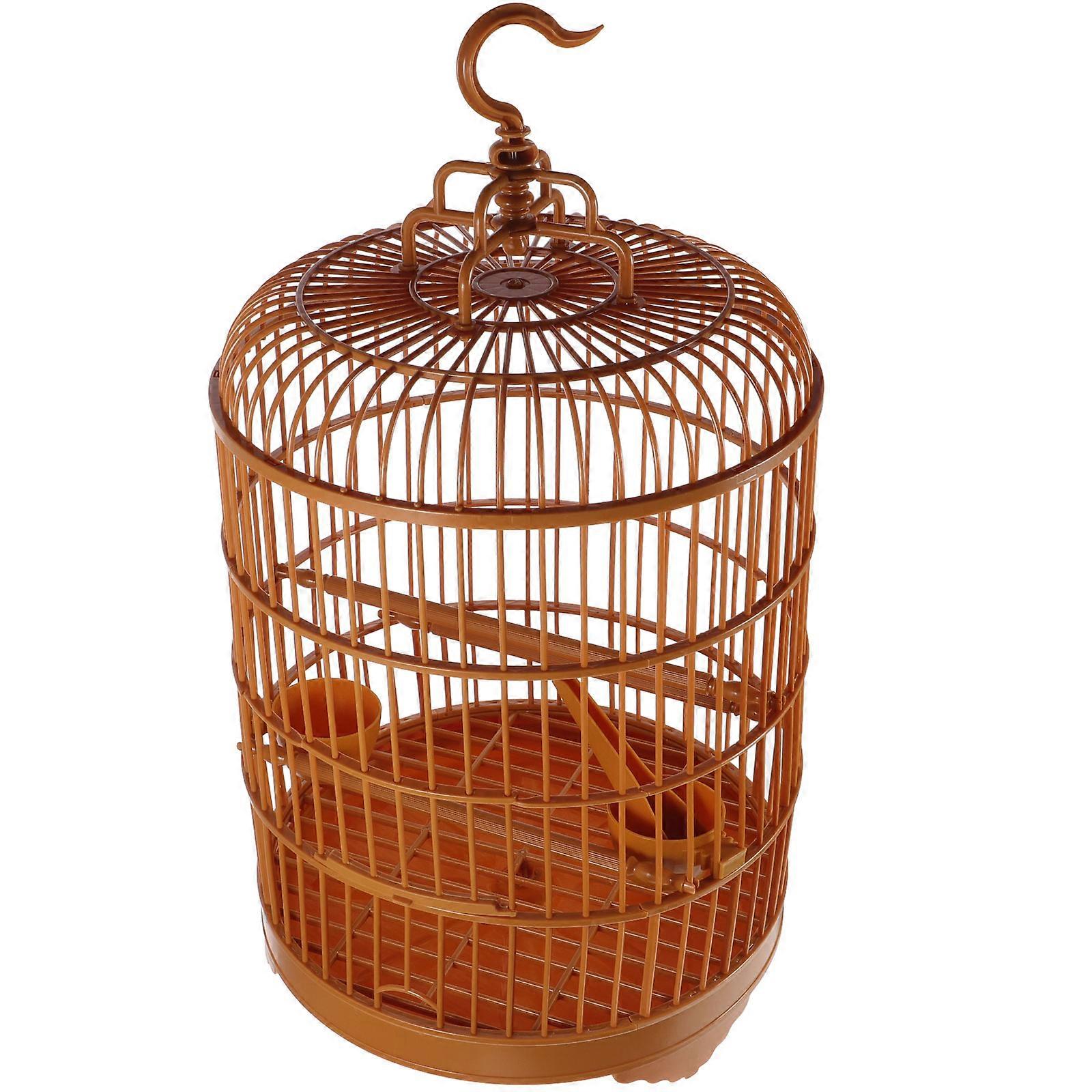 Round Bird Cage for Pet Use Creative Design with Brown Plastic 1 Set