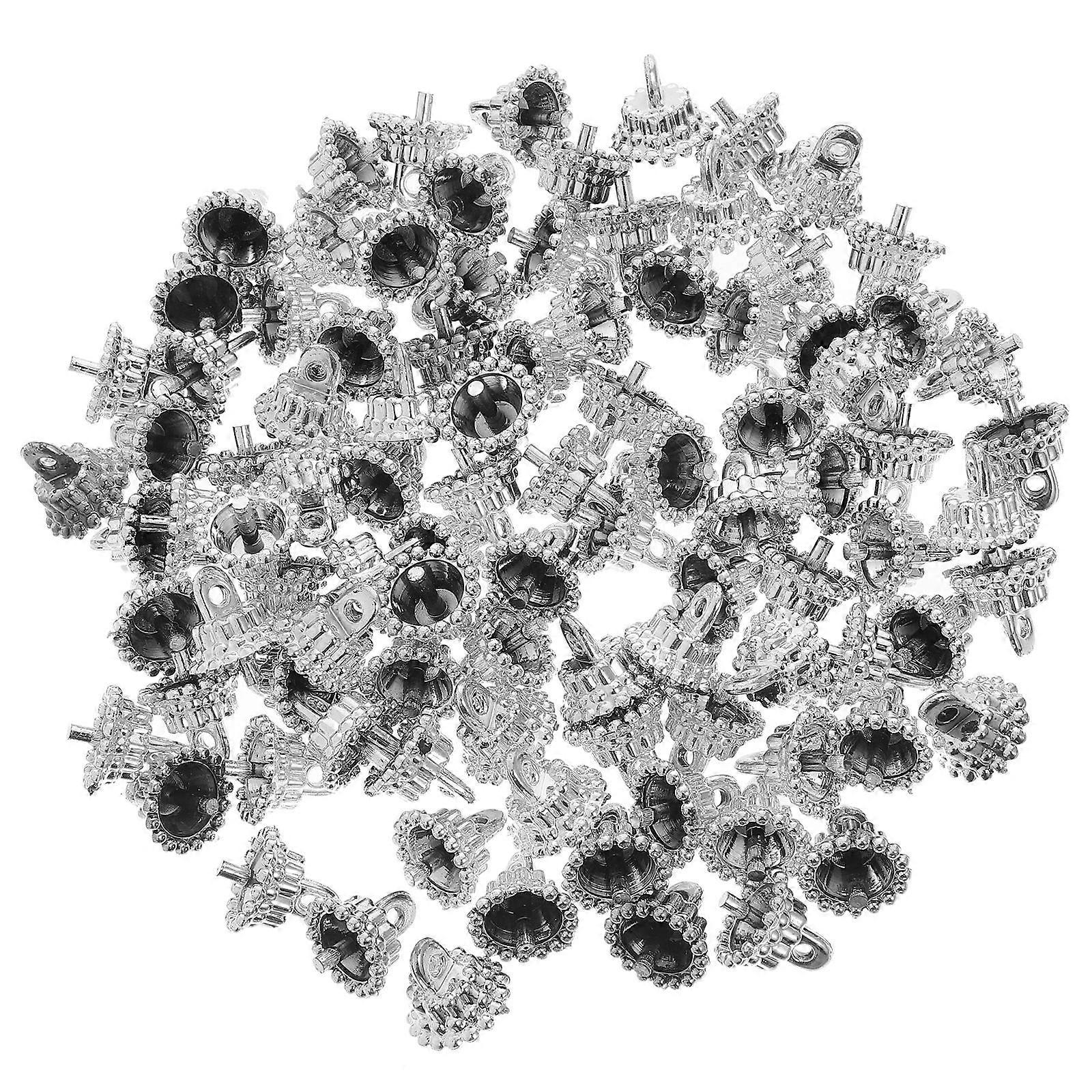 Mini Top Hat Diy Ornament Materials Silver Round Plastic Christmas Tree Decorations 100Pcs