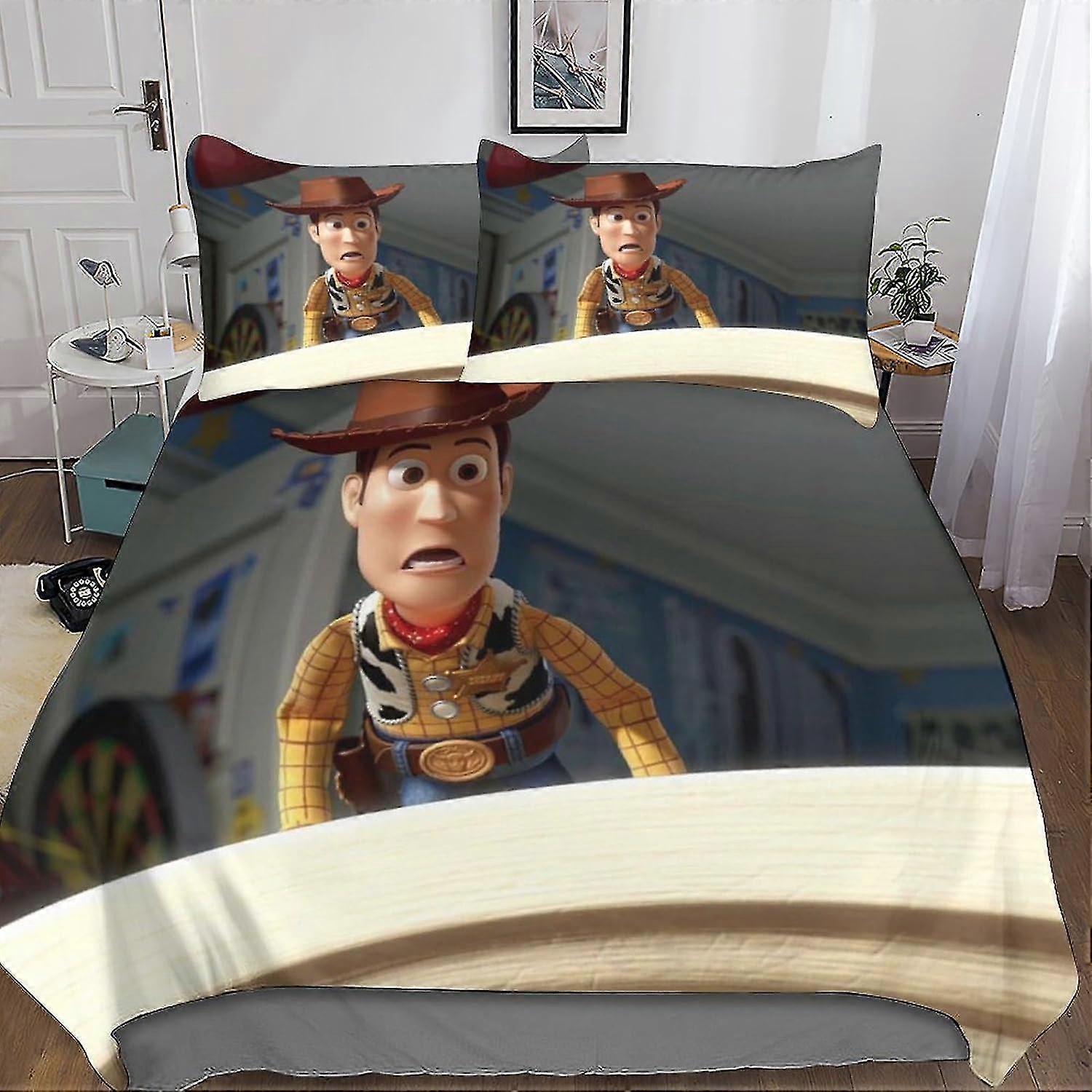 3-Piece Toy-Themed Bedding Set with 3D Print Comforter Cover and Zipper for Teens, Kids, and Adults, Soft Microfiber Bedspread