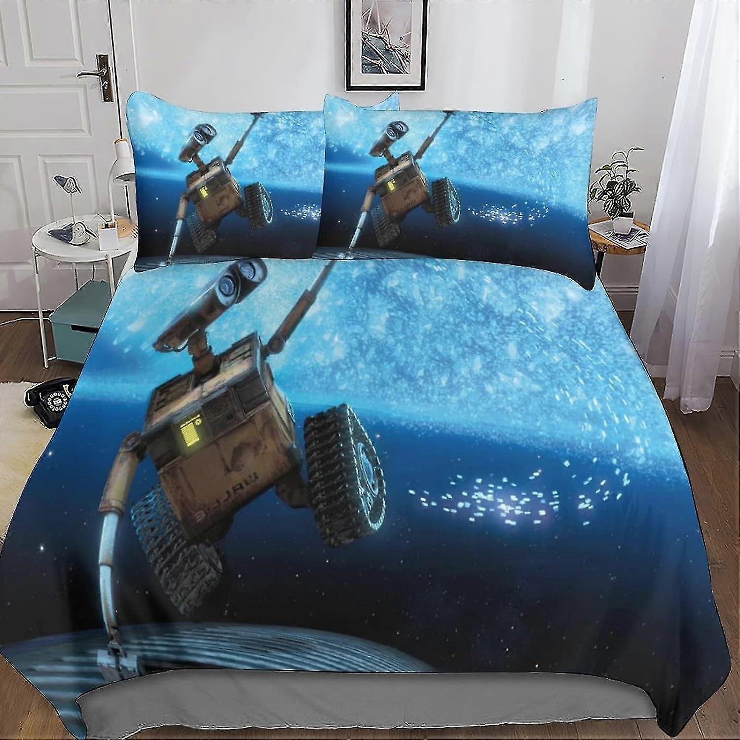 3D Robot Duvet Cover Set Microfiber Quilt Cover with Zipper Closure 3 Piece Set for Double Bed
