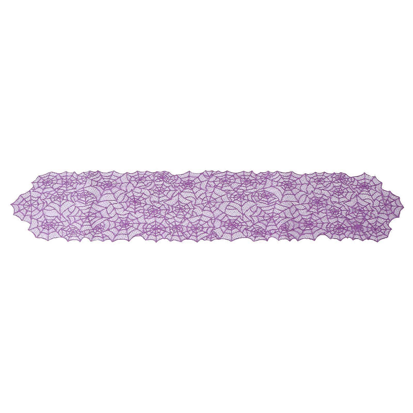Halloween Knitted Lace Spider Web Pattern Decoration Use Table Flag(Purple)