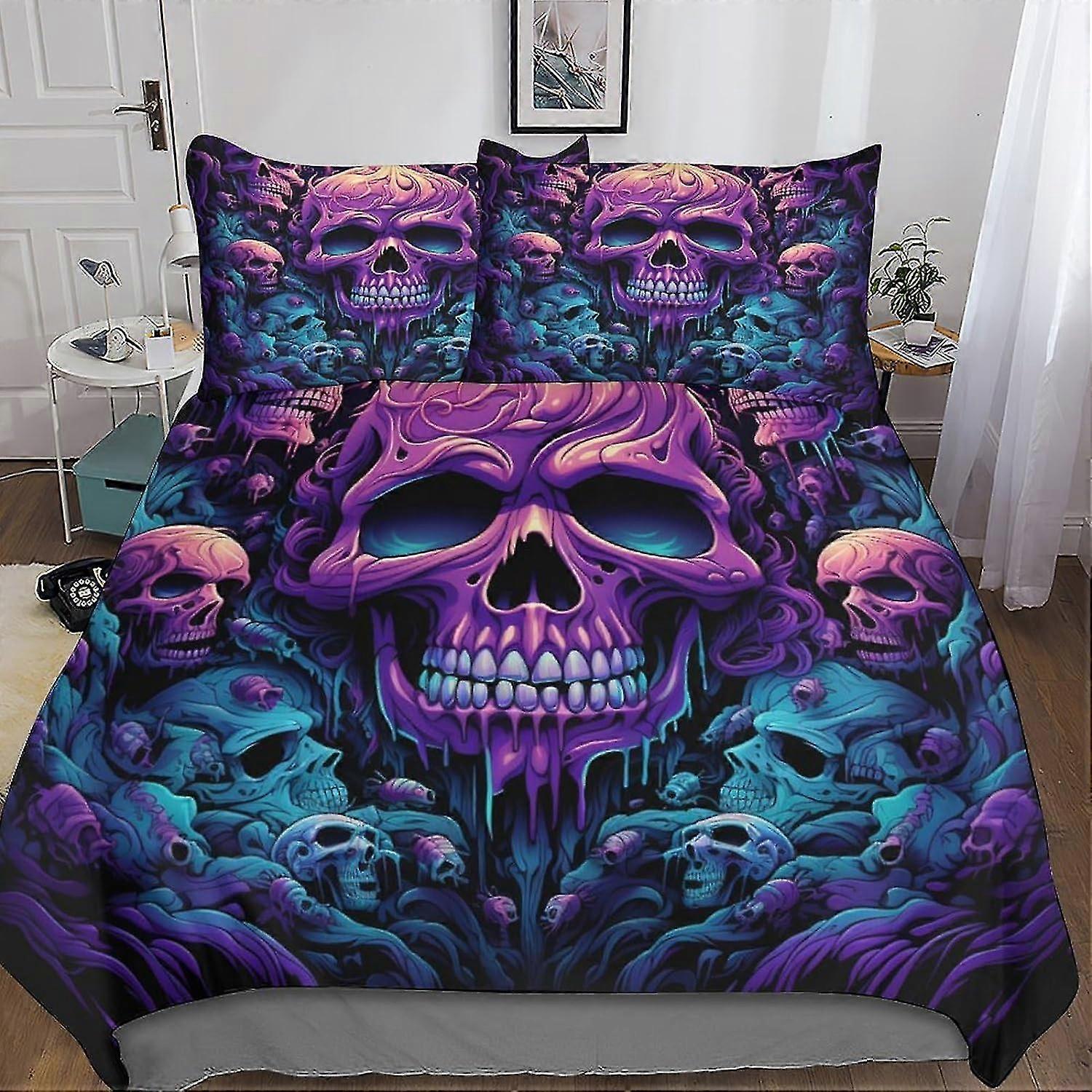 3-częściowy zestaw pościeli dla dzieci z nadrukiem 3D Skull Design Poszwa na kołdrę z mikrofibry dla chłopców