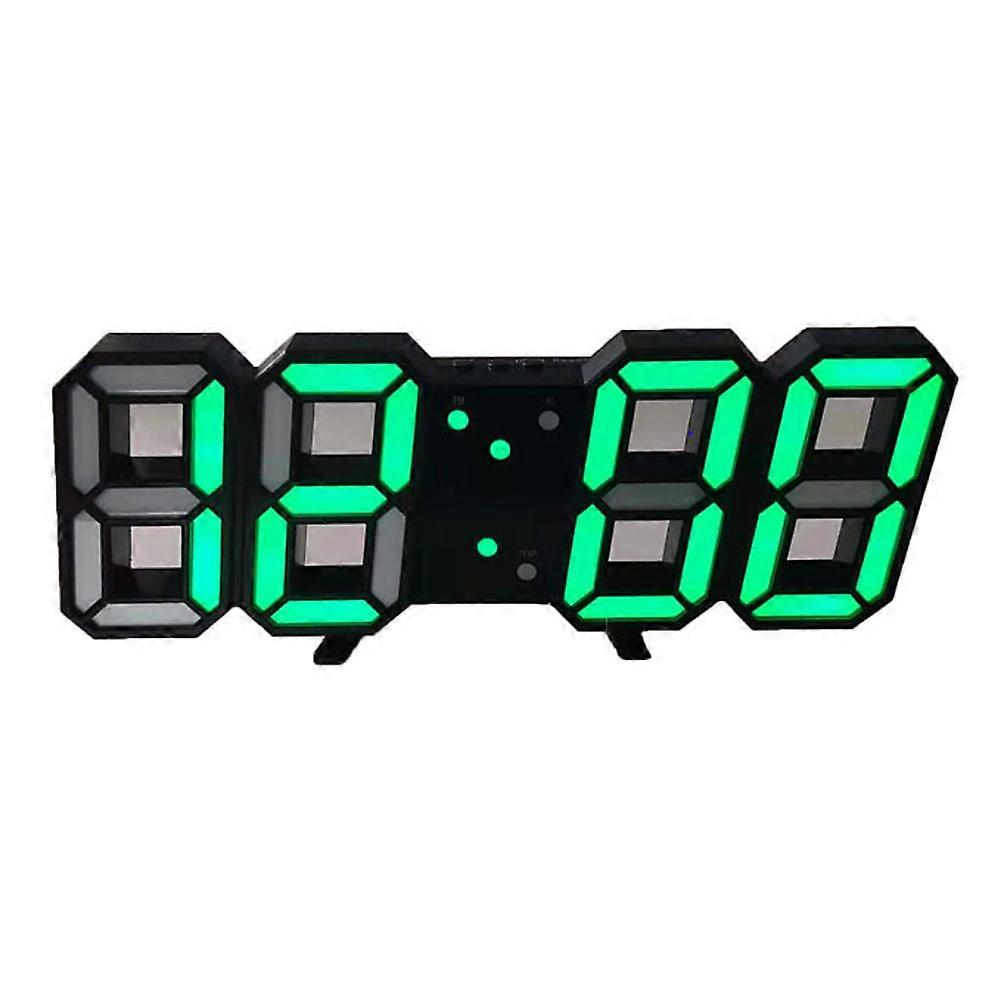 Digital Wall Clock Led Electronic Gift Alarm Clock Intelligent 3D Digital Clock Alarm Clock-Green
