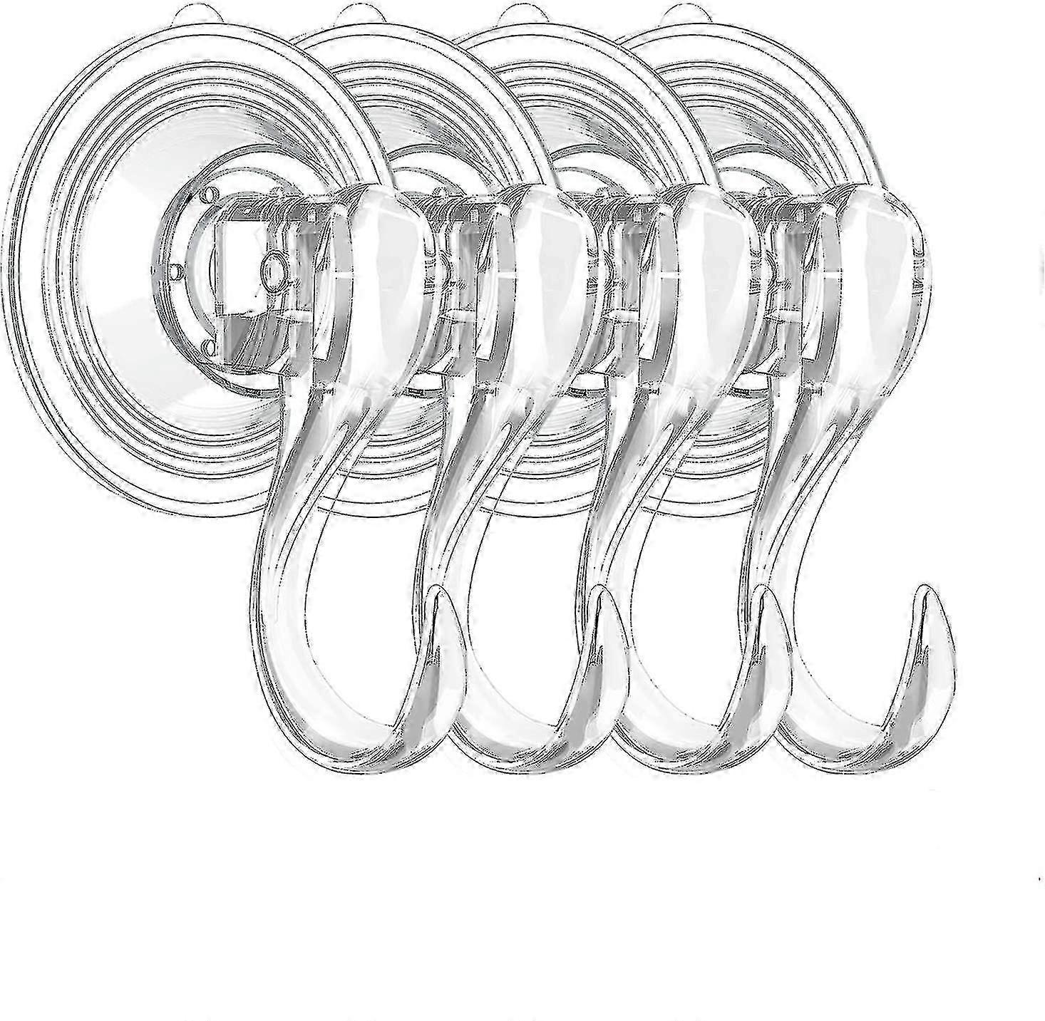 4pcs Heavy Duty Reusable Clear Vacuum Suction Cup Hooks