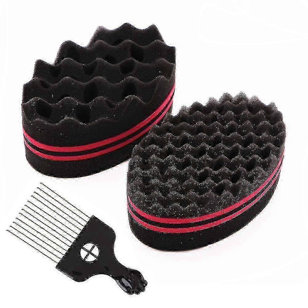 Curl Sponge Hair Brush | Double-Sided Twist Sponge | Magic Hair Braider | Dreadlock Curl Brush | 2-Pack