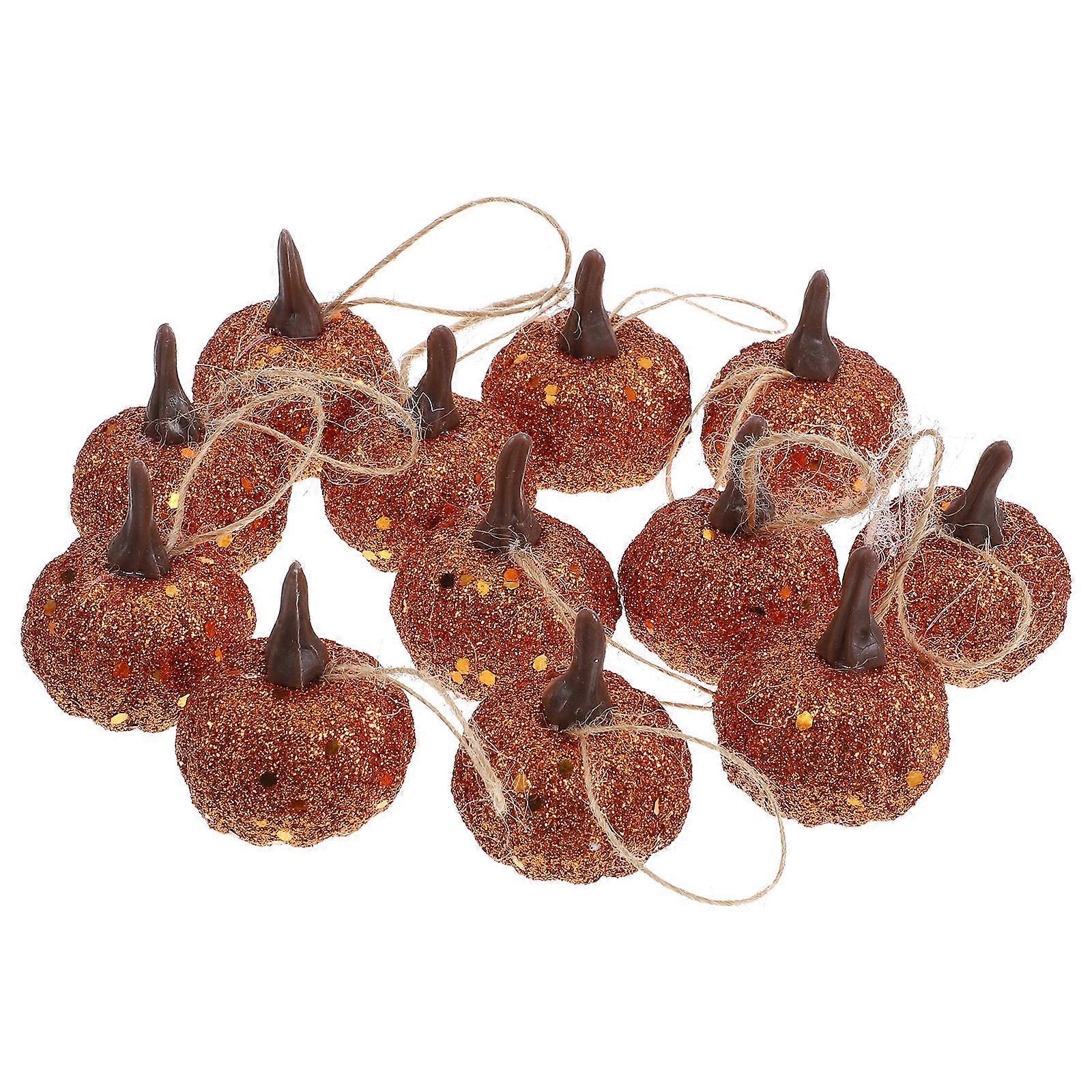 Glitter Sparkly Mini Halloween Pumpkins Foam Decorative Ornaments for Doors Windows Walls Reusable Lightweight Hanging Halloween Decor 12pcs