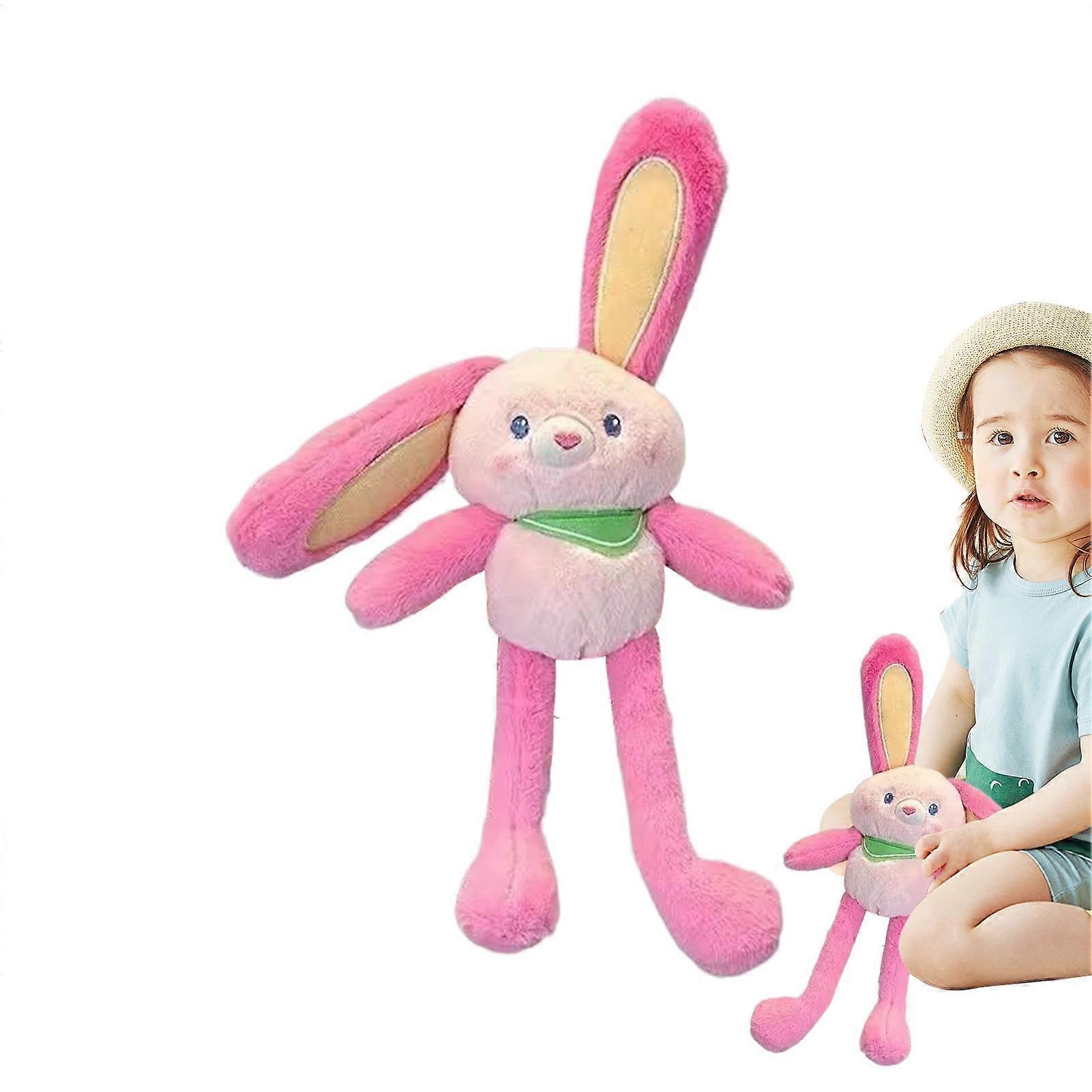Pull-Up Rabbit Plush Key Ring 11-Inch Pull-Out Bunny, Switchable Ears And Legs, Handmade Soft Keychain Pink