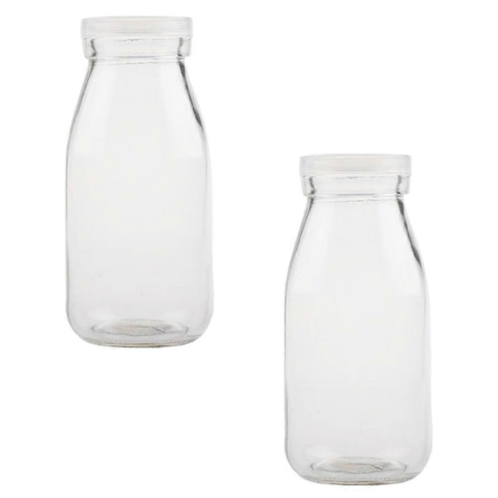 2pcs Milk Bottles With Lids Beverage Containers For Milk Tea For Home And Restaurant Use