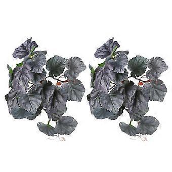 2PCS Kunstmatig Water Plant Simulatie Wijnstok Levensechte Plastic Bladeren Decoratie met Zuignap voor VissentankDubbele Kleur Begonia BladerenYMJJ
