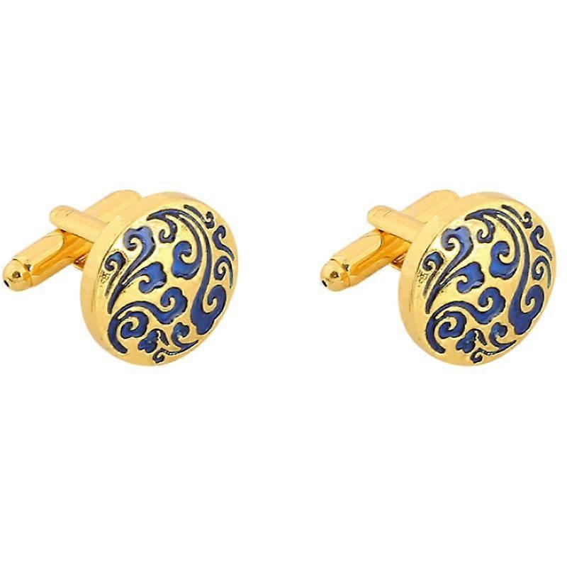 Cufflinks For Men With Round Pattern, 1 Pair, Elegant Cufflinks For French Shirt In Silver