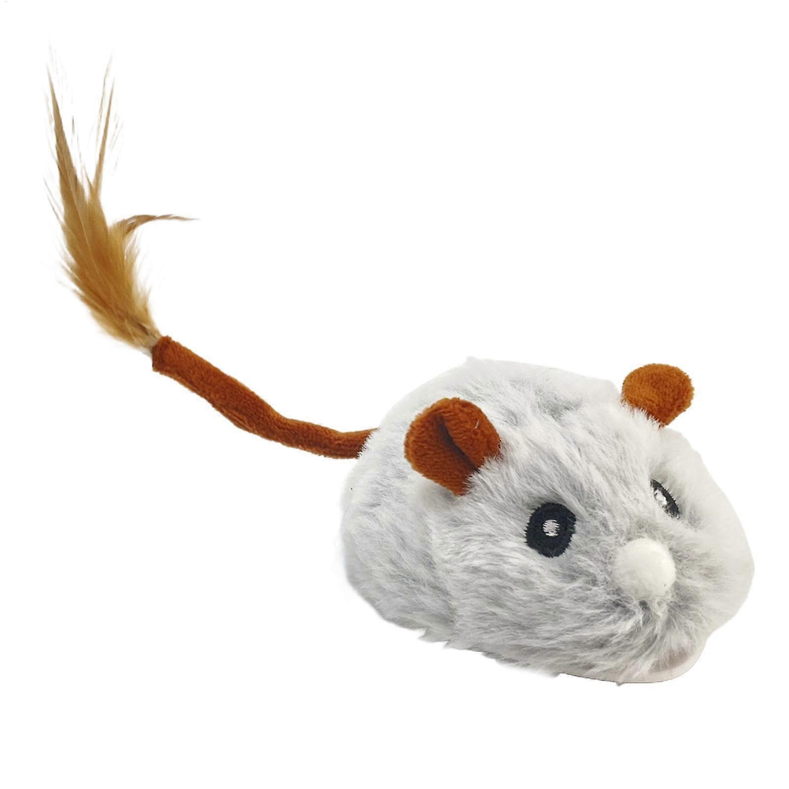 Cat Toy Interactive Automatic Squeaky Plush Mice With Rotatable Wheel And Soft Rubber Tire For Indoor And Outdoor Use