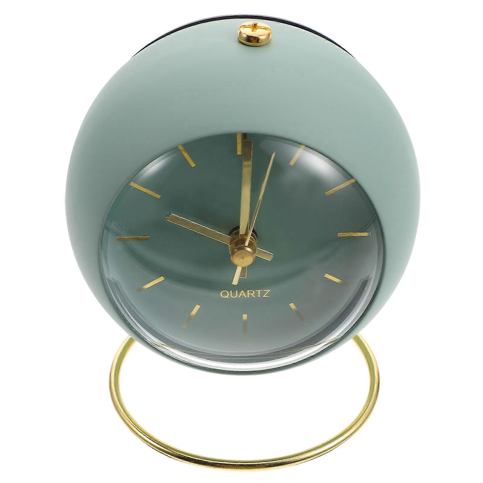 Luminous Table Clock Silent Scanning Core Precise Pointer Moist Proof Battery Box Green 8.5x8.5x9cm 1Pcs